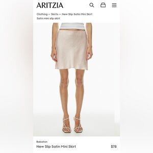 Babaton New Slip Satin Mini Skirt in Cream/Nude - Size 2